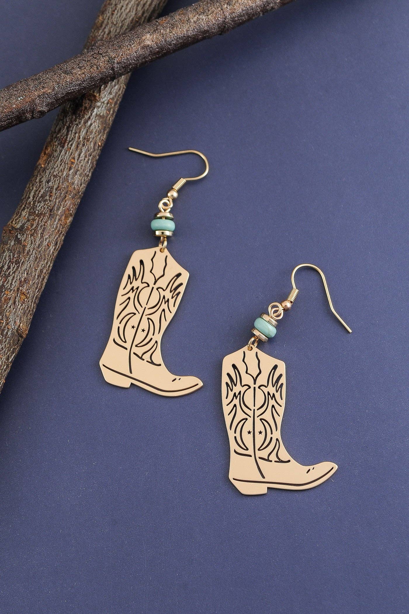 CUT OUT WESTERN BOOT DROP EARRINGS
