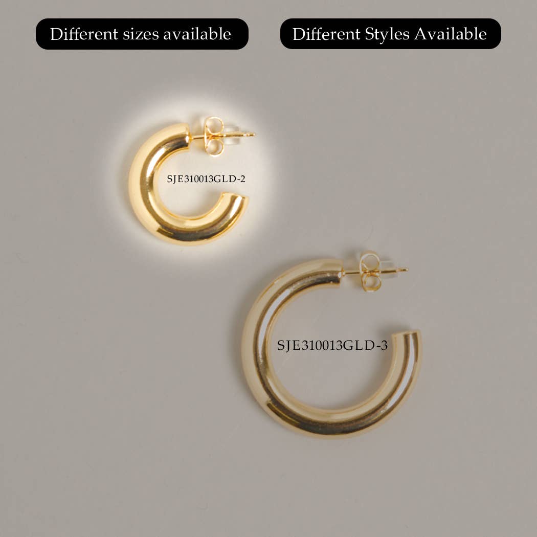 Small -14K Gold Dipped Post Hoop Earrings