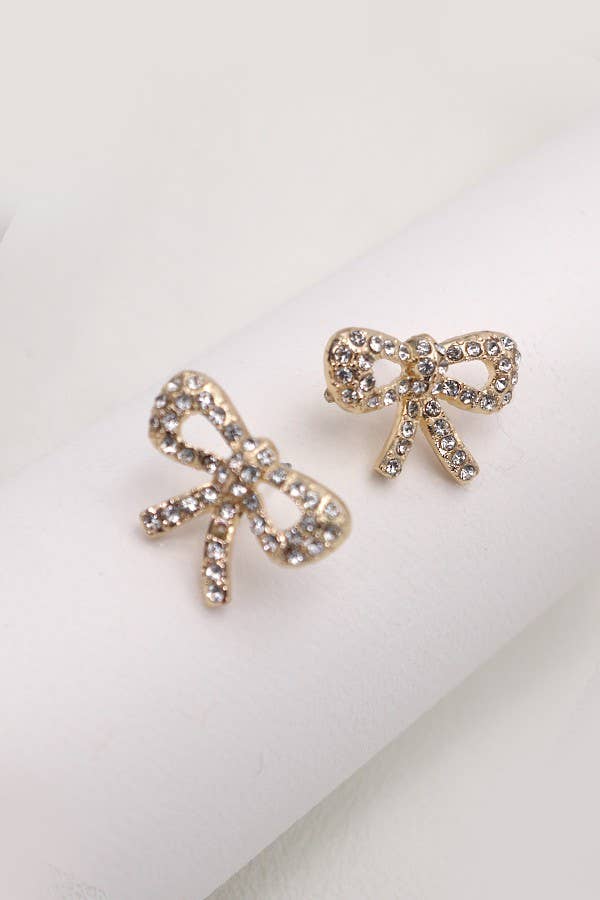 Rhinestone Bow Earrings