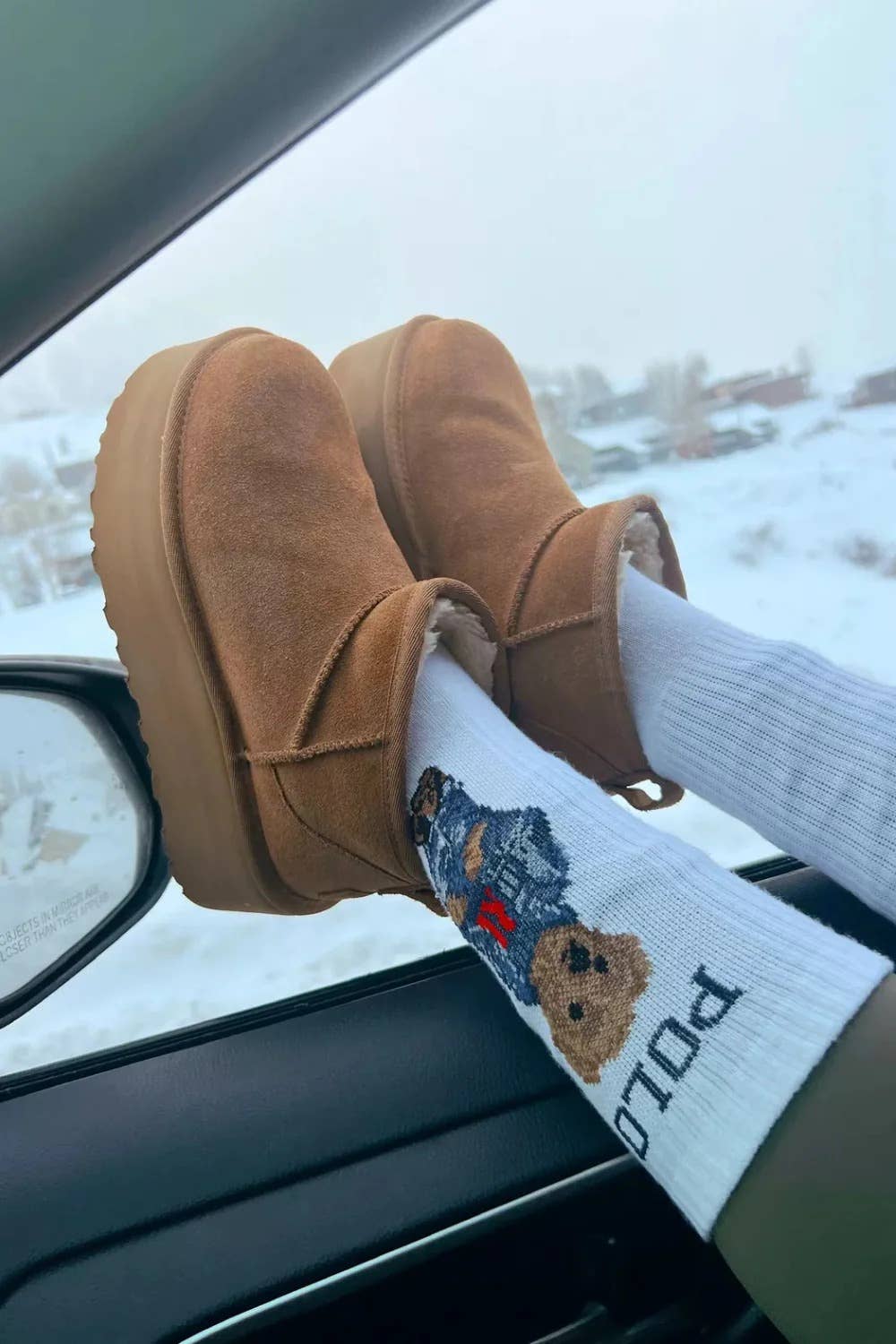 CHESTNUT ULTRA MINI PLATFORM FAUX FUR LINED ANKLE BOOTS