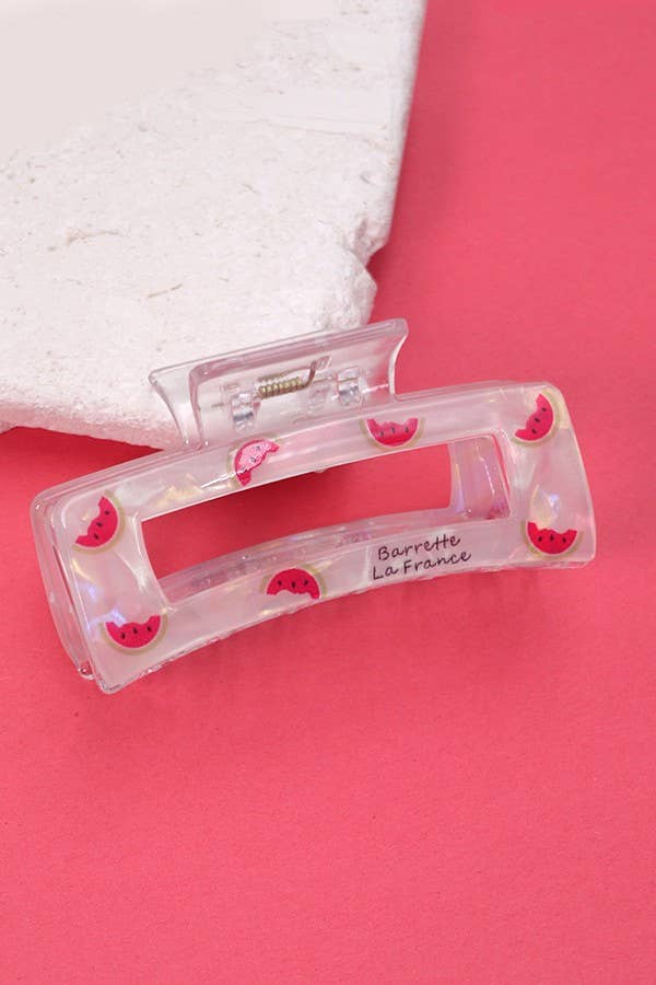 FLORAL FRUIT RECTANGLE HAIR CLAW CLIPS