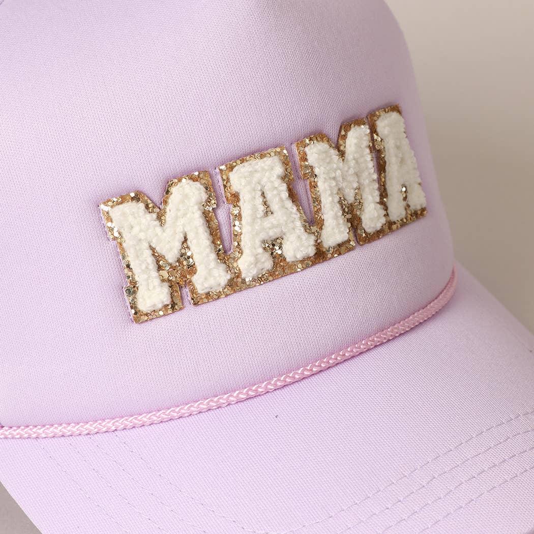 MAMA Sequin Chenille Patched Trucker Cap