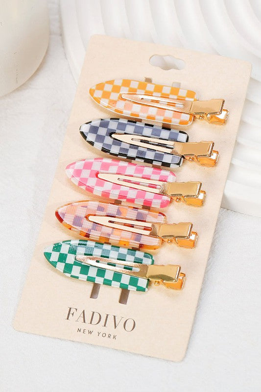 Checkered Dayz Hair Clip (5 Piece Set)