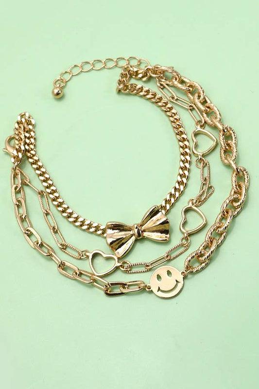 MULTI LAYER BOW SMILEY BRACELETS