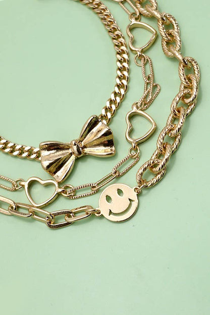 MULTI LAYER BOW SMILEY BRACELETS