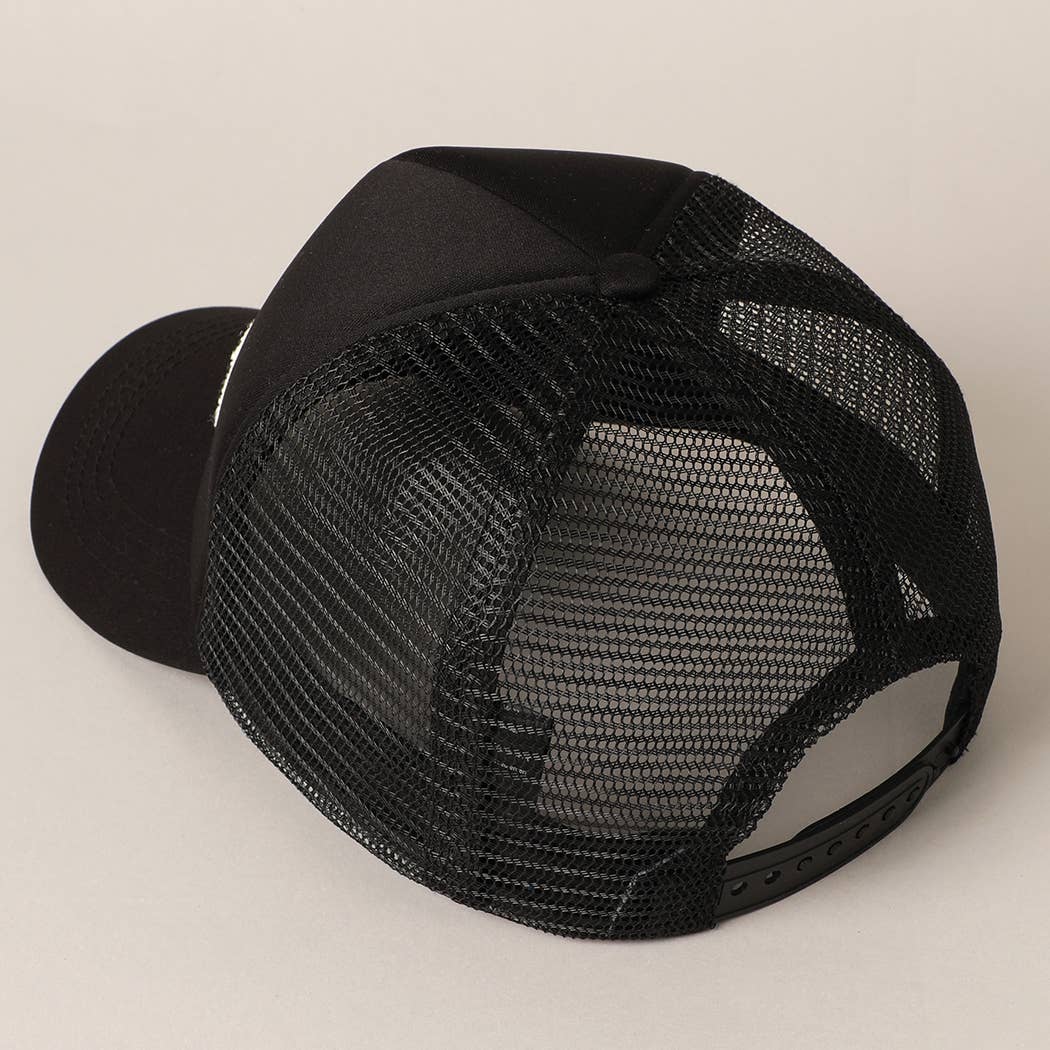 MAMA Sequin Chenille Patched Trucker Cap