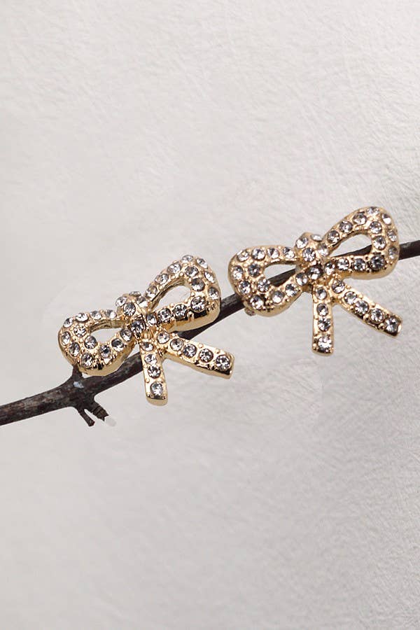 Rhinestone Bow Earrings